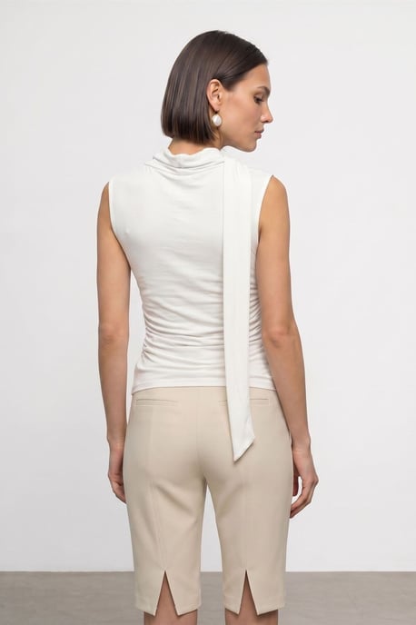 Ärmlös Blus med Cowl Halskrage i Jersey - Image 2