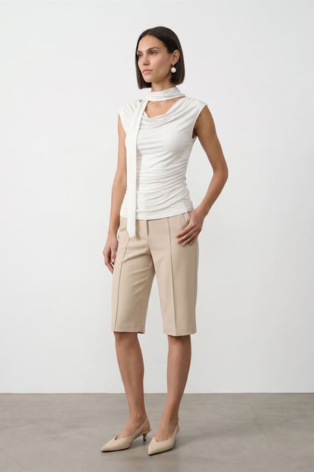 Ärmlös Blus med Cowl Halskrage i Jersey - Image 4