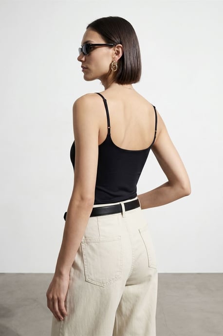 Slim Fit Fyrkantig Halsringning Ärmlös Blus - Image 2