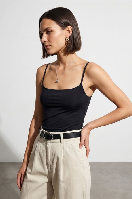 Slim Fit Fyrkantig Halsringning Ärmlös Blus - Image 3