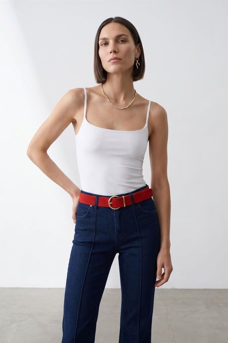 Slim Fit Fyrkantig Halsringning Ärmlös Blus - Image 1