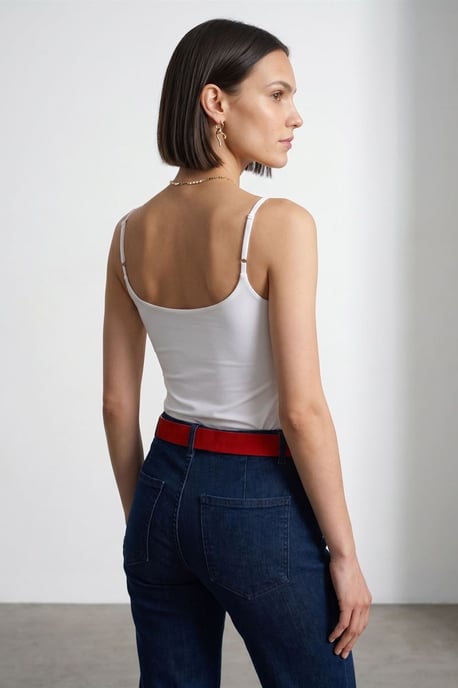 Slim Fit Fyrkantig Halsringning Ärmlös Blus - Image 2