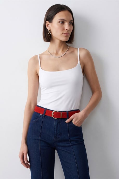 Slim Fit Fyrkantig Halsringning Ärmlös Blus - Image 3