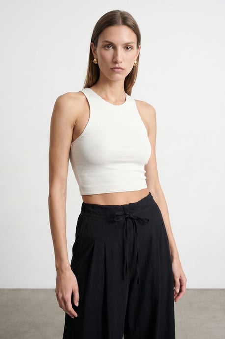Ribbed Sleeveless Crop Blouse - Image 3
