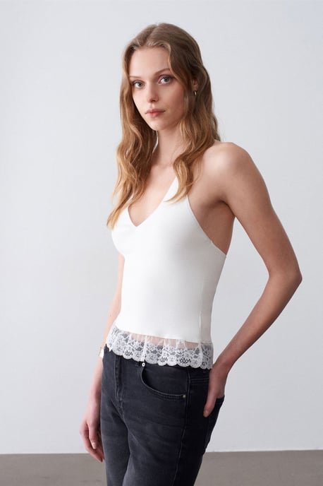 Mouwloze Ribgebreide Haltertop - Image 3
