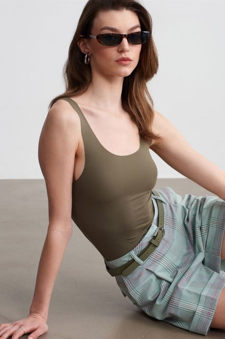 Aansluitend Mouwloze Katoenmix Cami Blouse - Image 4