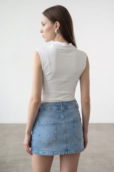 Ärmlös Blus med Cowl Halskrage i Jersey - Image 2