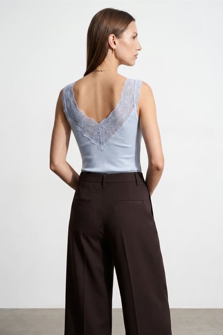 Aansluitend Mouwloos Kanten Blouse - Image 2