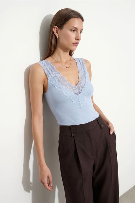 Aansluitend Mouwloos Kanten Blouse - Image 3