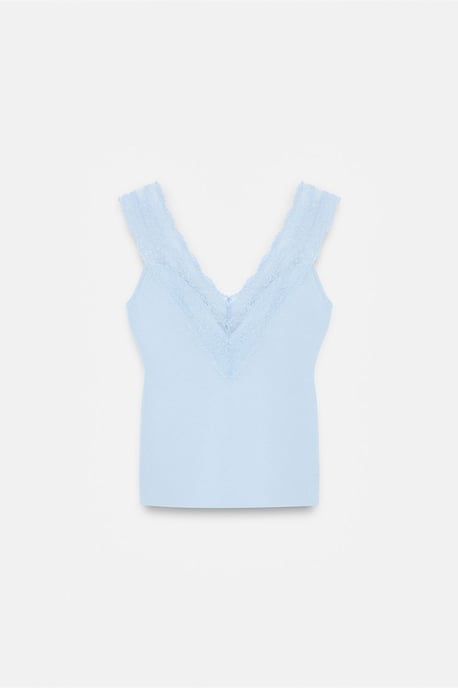 Aansluitend Mouwloos Kanten Blouse - Image 5