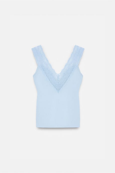 Aansluitend Mouwloos Kanten Blouse - Image 6