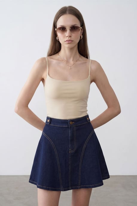 Slim Fit Fyrkantig Halsringning Ärmlös Blus - Image 1