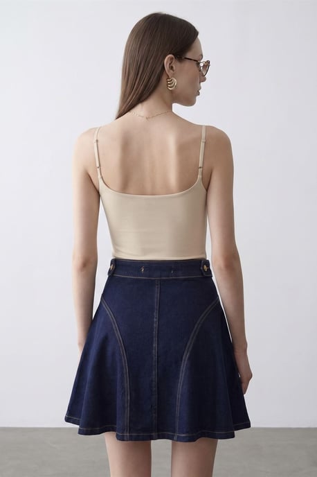 Slim Fit Fyrkantig Halsringning Ärmlös Blus - Image 2