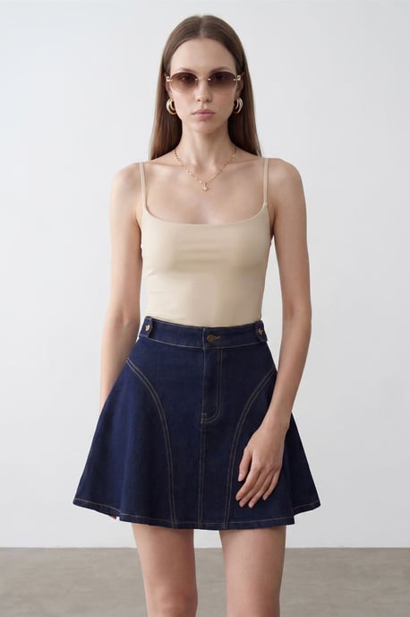 Slim Fit Fyrkantig Halsringning Ärmlös Blus - Image 3