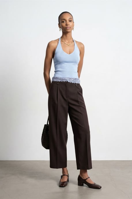 Mouwloze Geribbelde Haltertop Blouse - Image 4