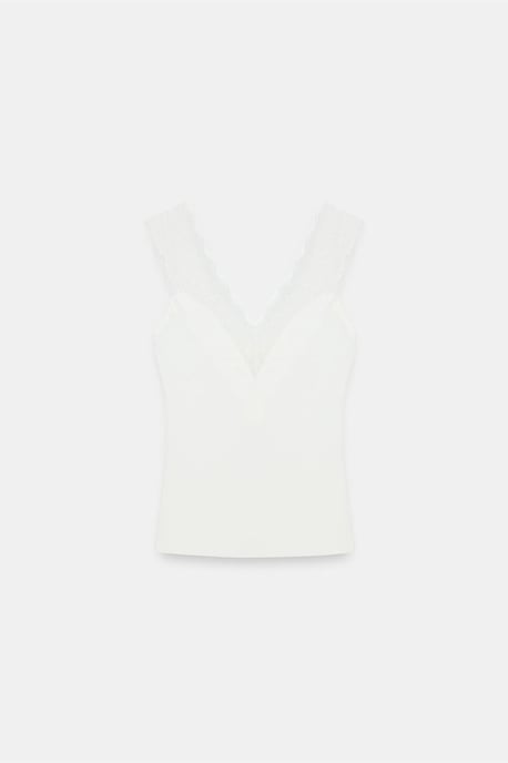 Aansluitende Mouwloze Kant Blouse - Image 5