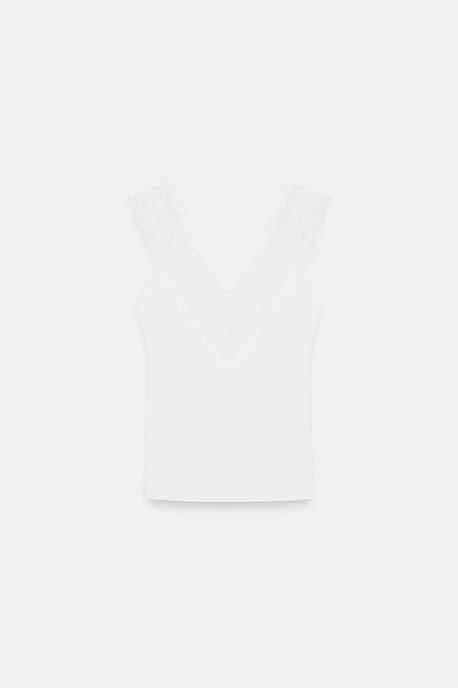 Aansluitende Mouwloze Kant Blouse - Image 6
