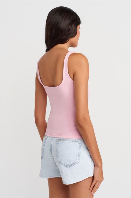 Ribbed Square-neck Sleeveless Blouse - Image 2