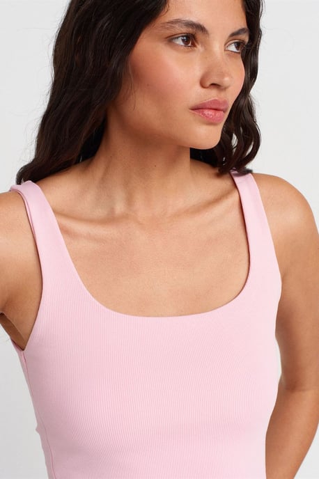 Ribbed Square-neck Sleeveless Blouse - Image 3