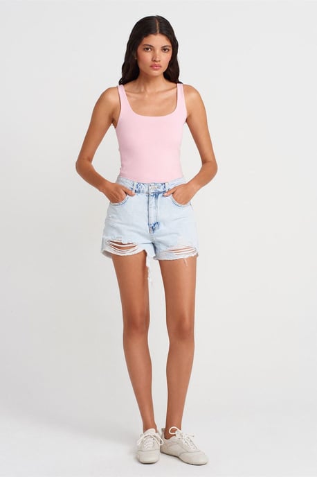 Ribbed Square-neck Sleeveless Blouse - Image 4