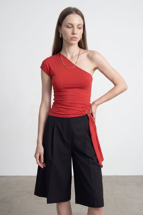 Slim Fit Off-Shoulder Jersey Blouse met Strikdetail - Image 1