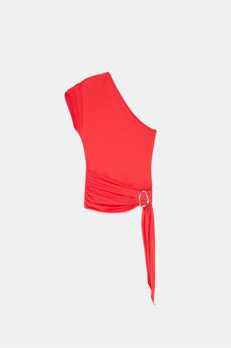 Slim Fit Off-Shoulder Jersey Blouse met Strikdetail - Image 4
