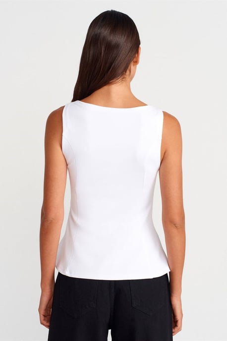 Aansluitende Mouwloze Peplum Blouse - Image 2