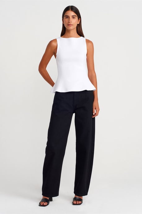 Aansluitende Mouwloze Peplum Blouse - Image 4