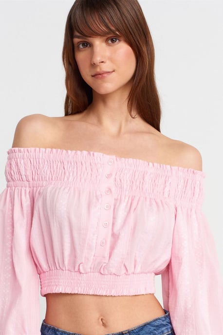 Off-shoulder kort blus - Image 1