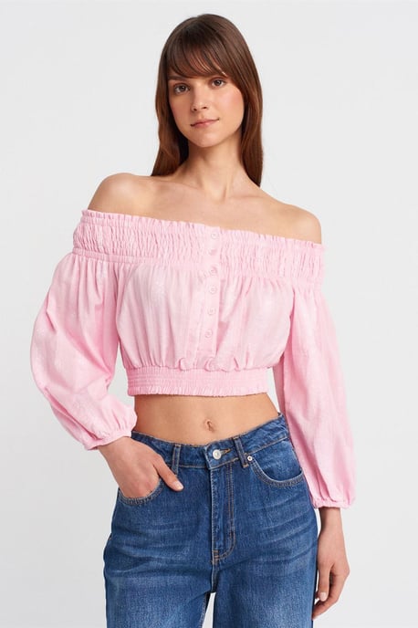 Off-shoulder kort blus - Image 3