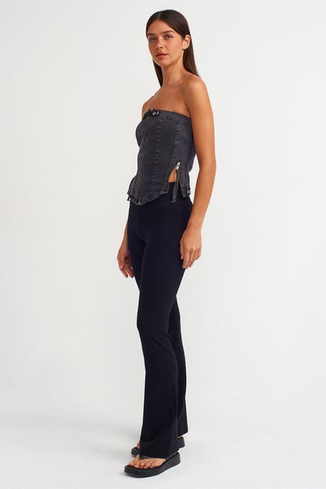 Utan axelremmar, kort denimtopp - Image 3