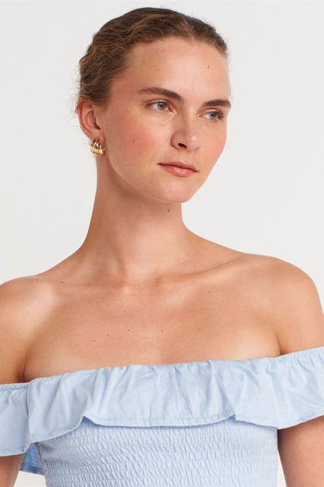 Kvinnors Off-Shoulder Ribbad Kort Blus - Image 3