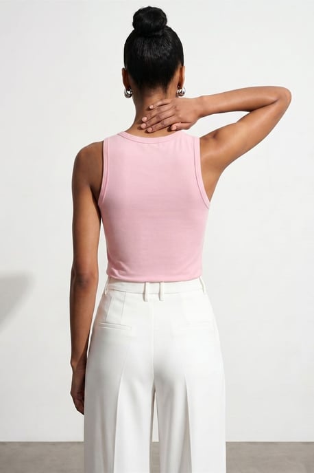 Embroidered Sleeveless Slim-Fit Jersey Blouse - Image 2