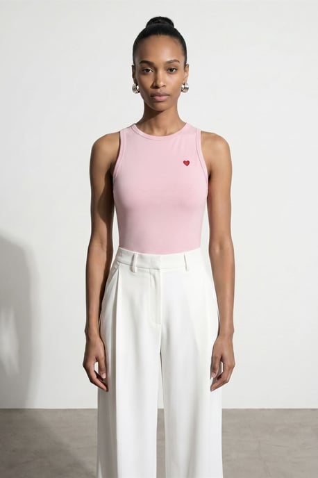 Embroidered Sleeveless Slim-Fit Jersey Blouse - Image 4