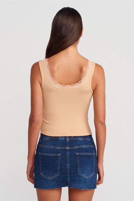 Ribbad bomullsblandning avslappnad cropped cami-top - Image 2
