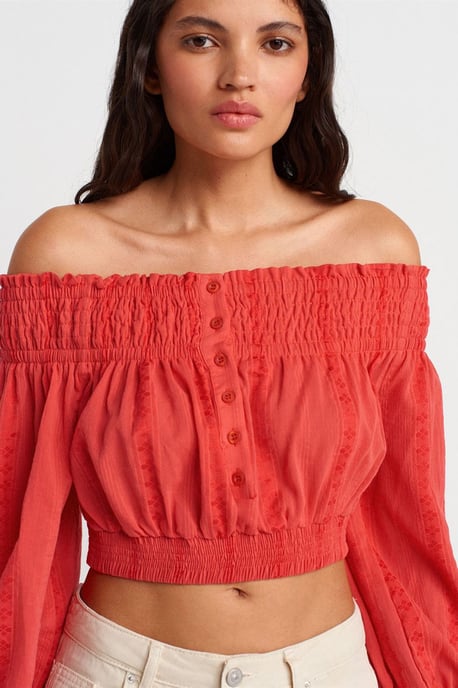 Off-shoulder Crop Blouse - Image 3