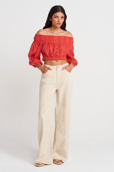 Off-shoulder Crop Blouse - Image 4
