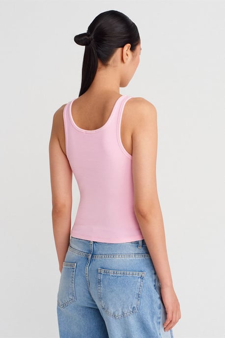 Ribbade bomullsmixade crop cami topp - Image 2