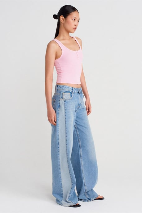 Ribbade bomullsmixade crop cami topp - Image 3