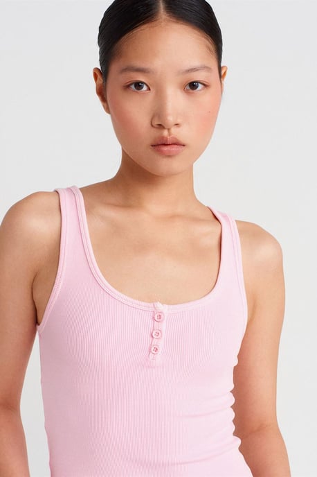 Ribbade bomullsmixade crop cami topp - Image 4