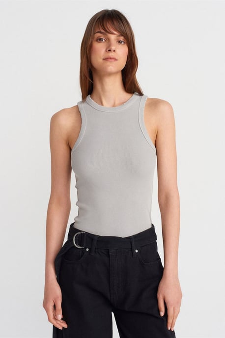 Mouwloze Geribbelde Brei Blouse - Image 1