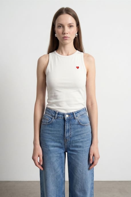 Geborduurde Mouwloze Slim-Fit Jersey Blouse - Image 3