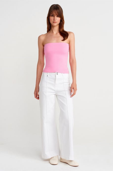 Strapless Slim-fit Jersey Blouse - Image 4