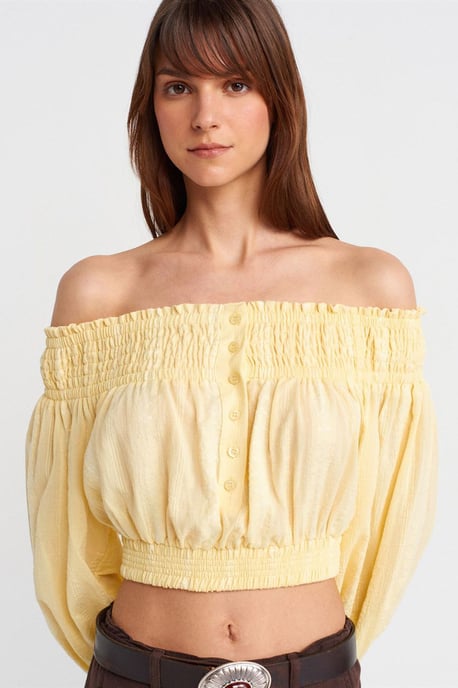 Off-shoulder Kort Blus - Image 3