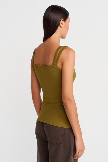 Ribbed Sleeveless Square-neck Blouse - Image 2