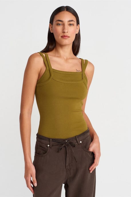 Ribbed Sleeveless Square-neck Blouse - Image 3