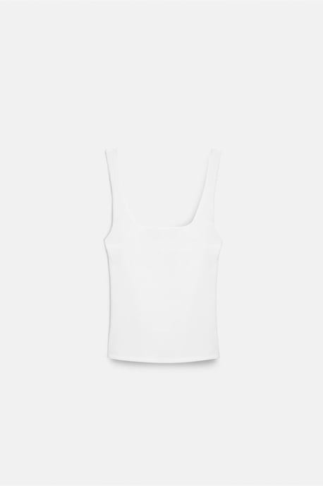 Ribbed Square-neck Sleeveless Blouse - Image 6