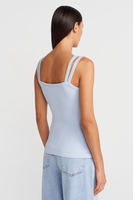 Ribbed Sleeveless Square-neck Blouse - Image 2