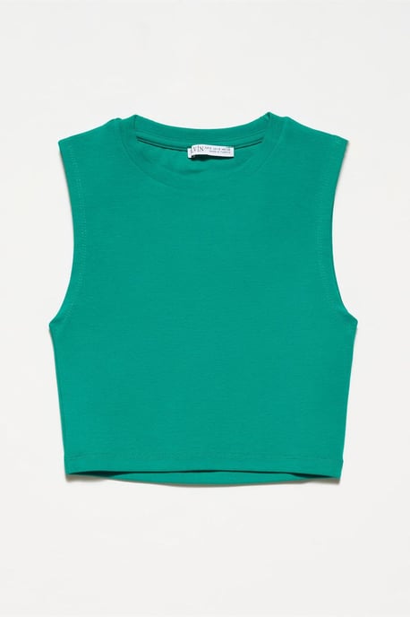 Sleeveless Crop Top In Cotton Jersey - Image 1