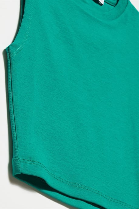 Sleeveless Crop Top In Cotton Jersey - Image 3